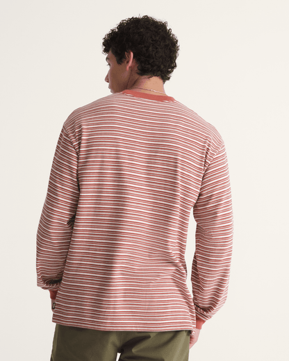 Vans Wesley Stripe Long Sleeve Knit Shirt in Light Bronze Brown