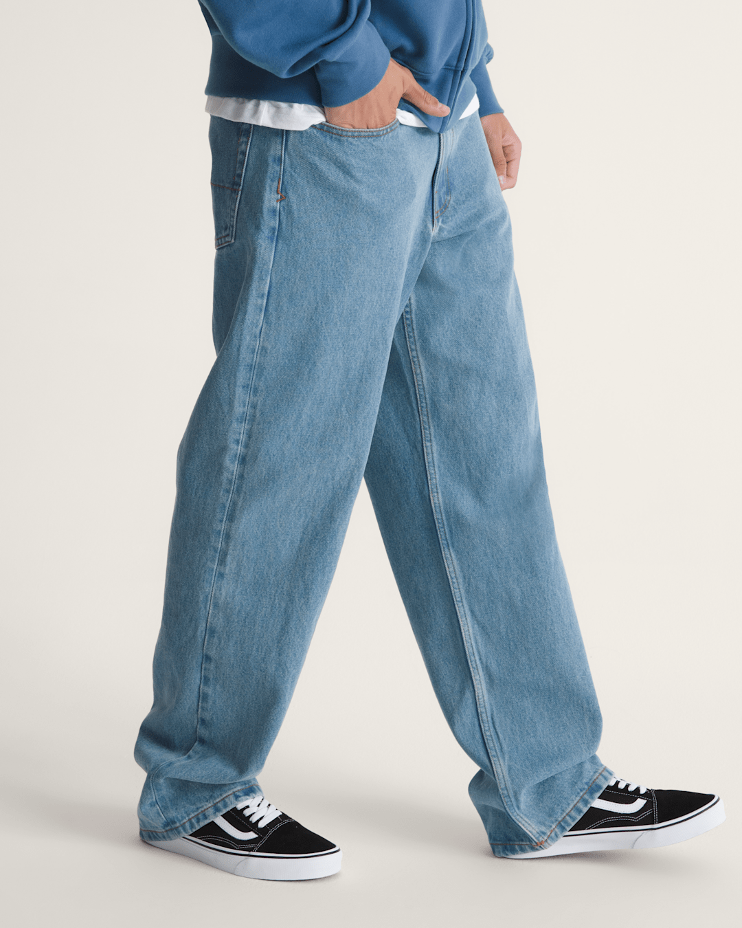 Vans Check-5 Loose Denim Pants in Stonewash Blue