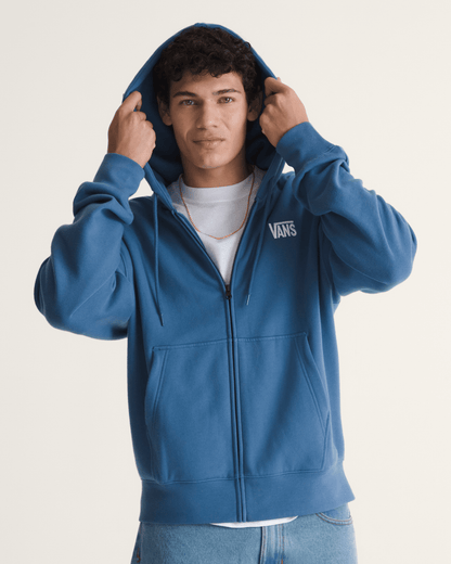 Vans Stretch Logo Zip Hoodie in True Navy Blue
