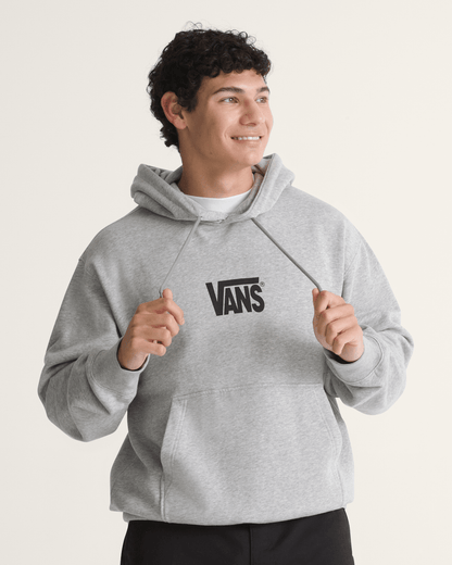 Vans Stretch Logo Pullover Hoodie in Cement Heather Grey