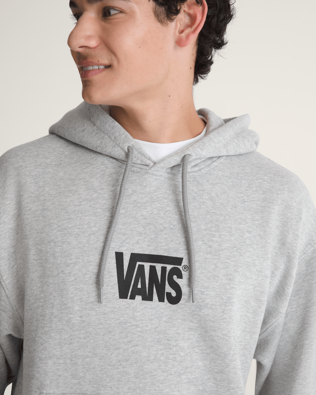 Vans Stretch Logo Pullover Hoodie in Cement Heather Grey