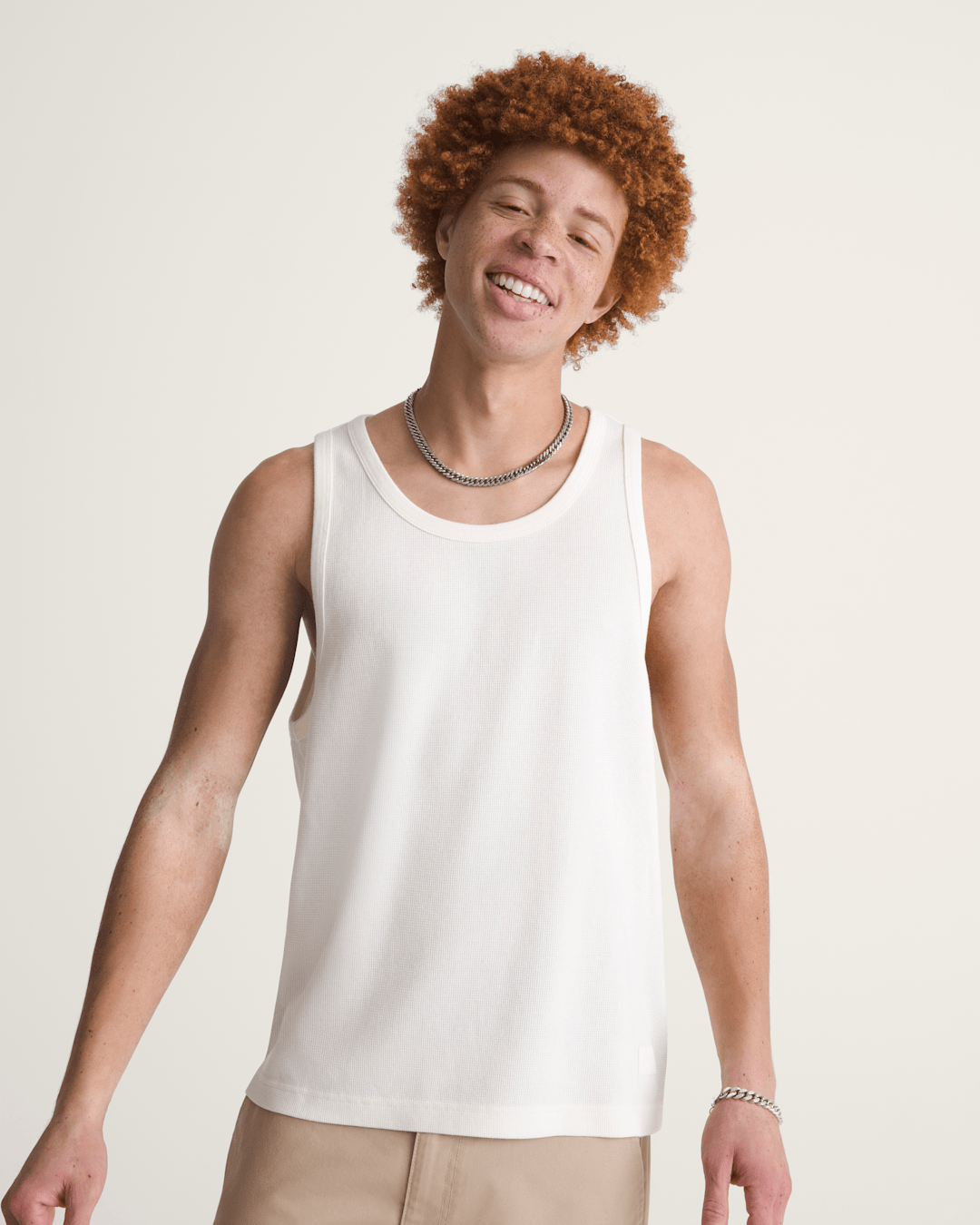 Vans Premium Waffle Tank Top in Egret White