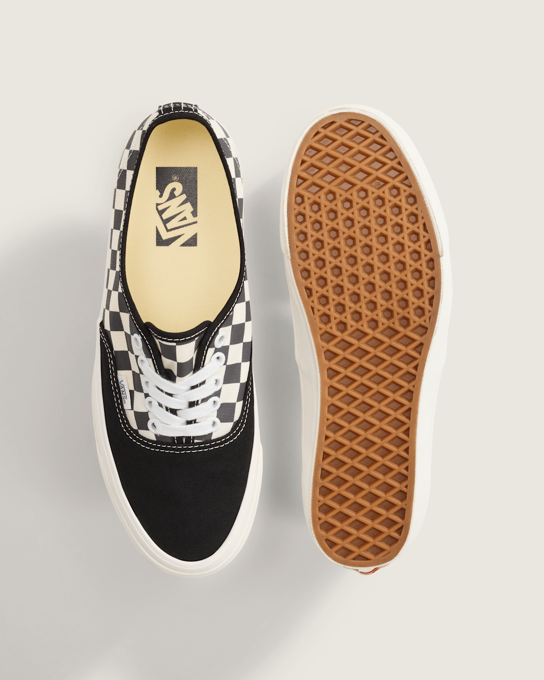 Vans Premium Authentic Checkerboard Shoe in Checkerboard Asphalt Grey / White