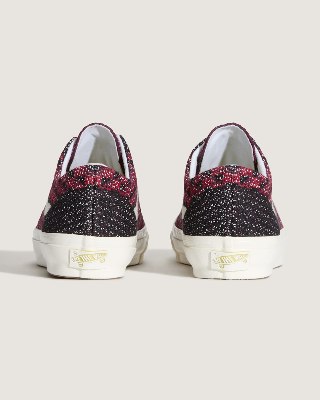 Vans Premium Old Skool Shoe in Geo Check Bordeaux Red