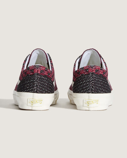 Vans Premium Old Skool Shoe in Geo Check Bordeaux Red