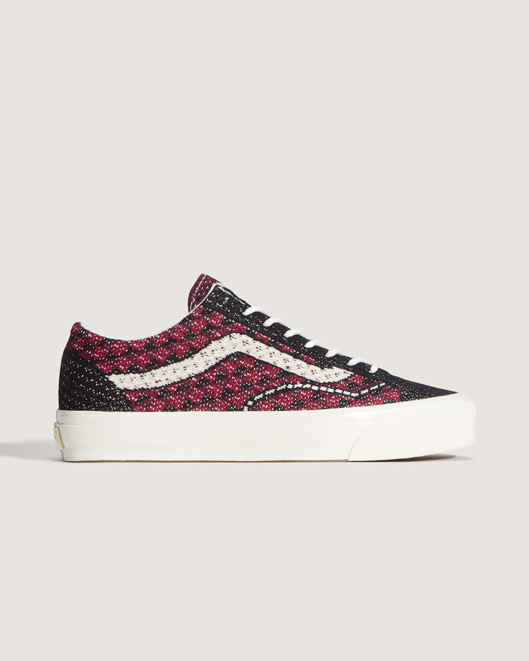 Vans Premium Old Skool Shoe in Geo Check Bordeaux Red