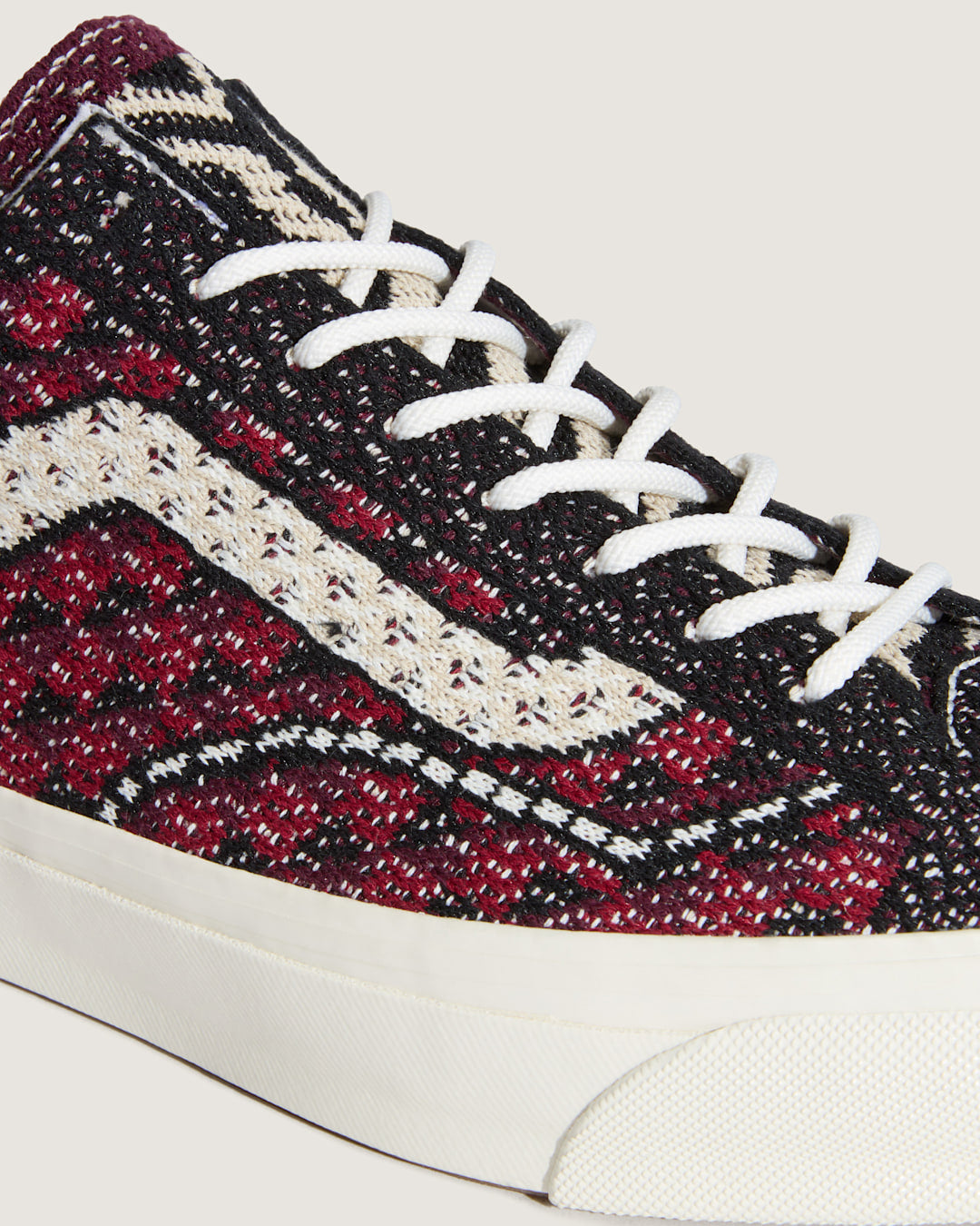 Vans Premium Old Skool Shoe in Geo Check Bordeaux Red