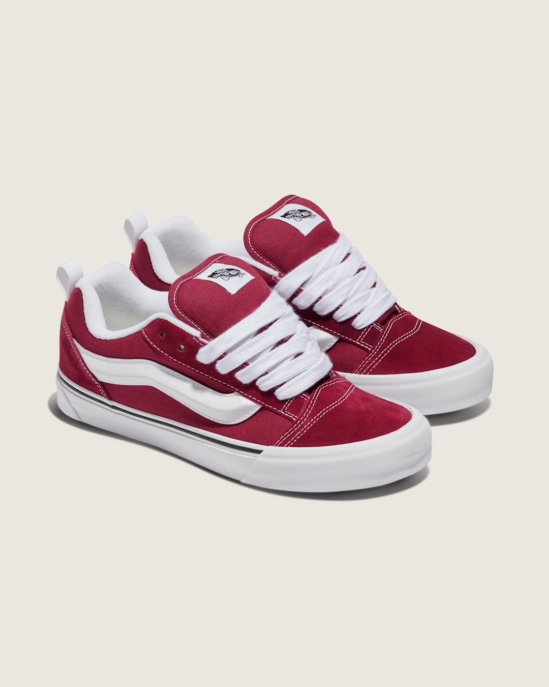 Vans Knu Skool Shoe in Rhododendron Red