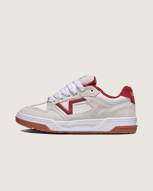 Vans Upland Shoe in White / Sun-Dried Tomato Red