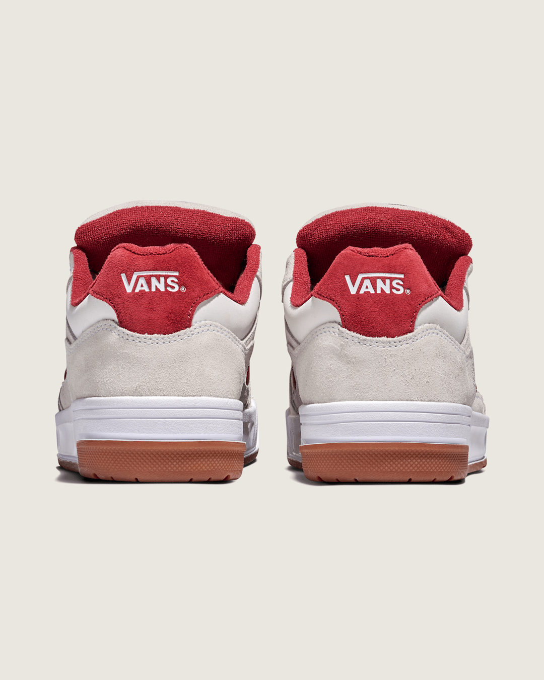 Vans Upland Shoe in White / Sun-Dried Tomato Red