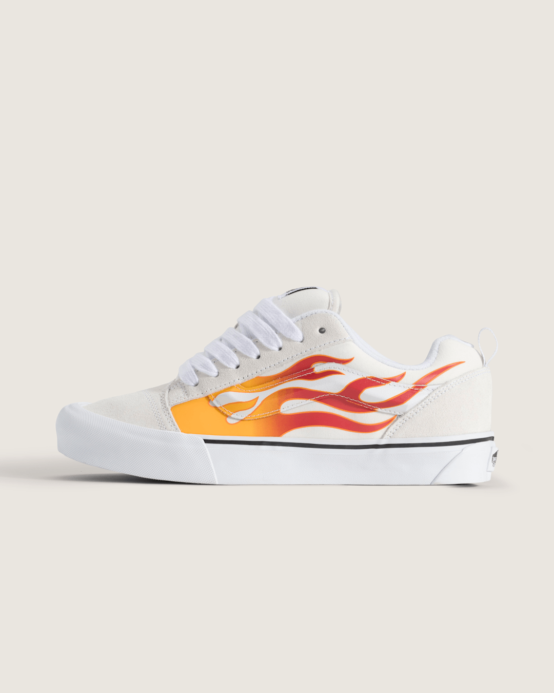 Vans Knu Skool Shoe in Flame Red / Orange / Yellow