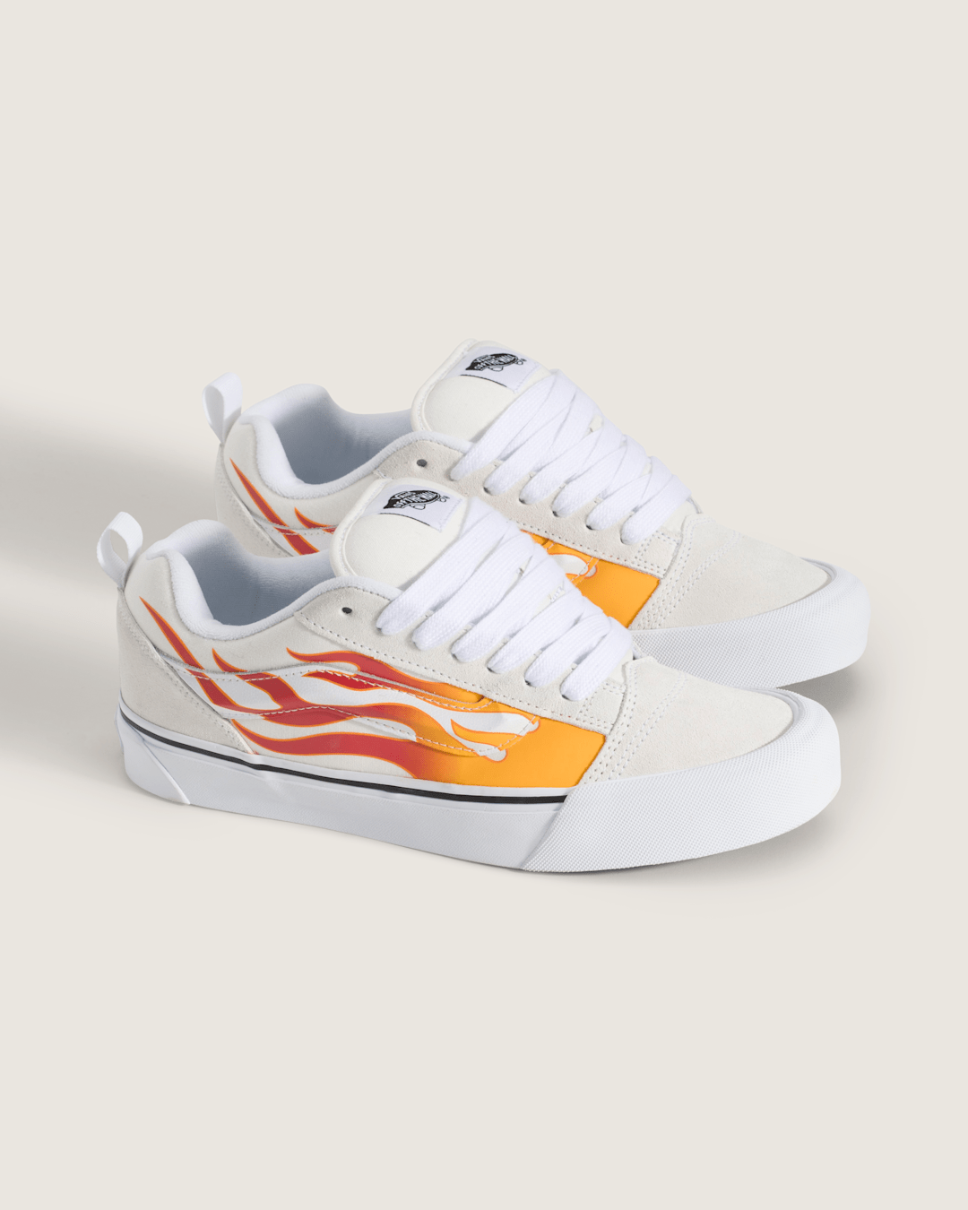 Vans Knu Skool Shoe in Flame Red / Orange / Yellow