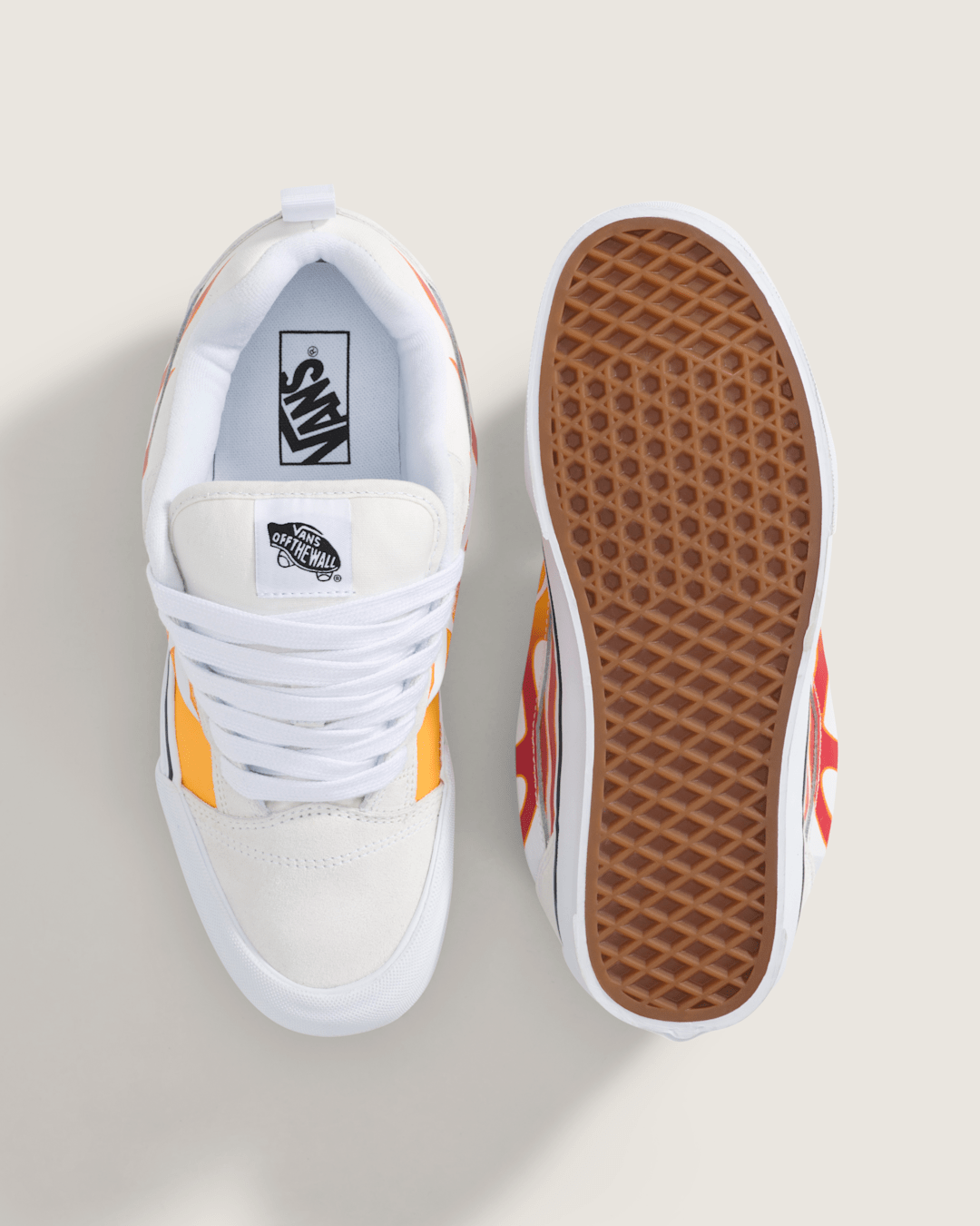 Vans Knu Skool Shoe in Flame Red / Orange / Yellow