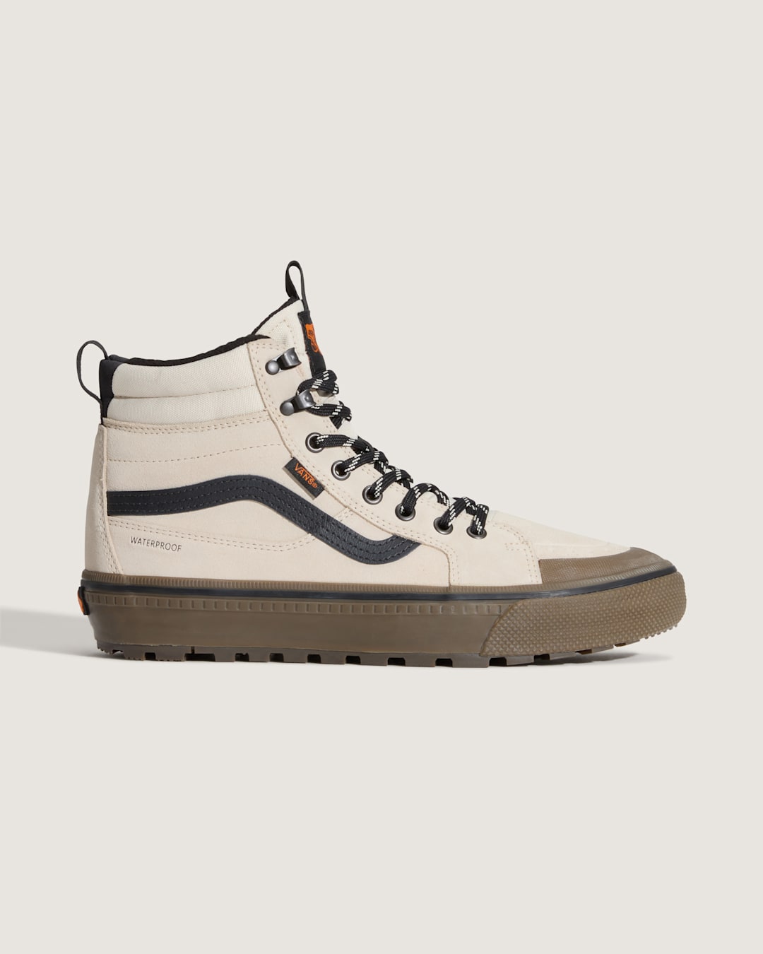 Vans Sk8-Hi Waterproof Insulated Shoe in Oatmeal Beige / Black