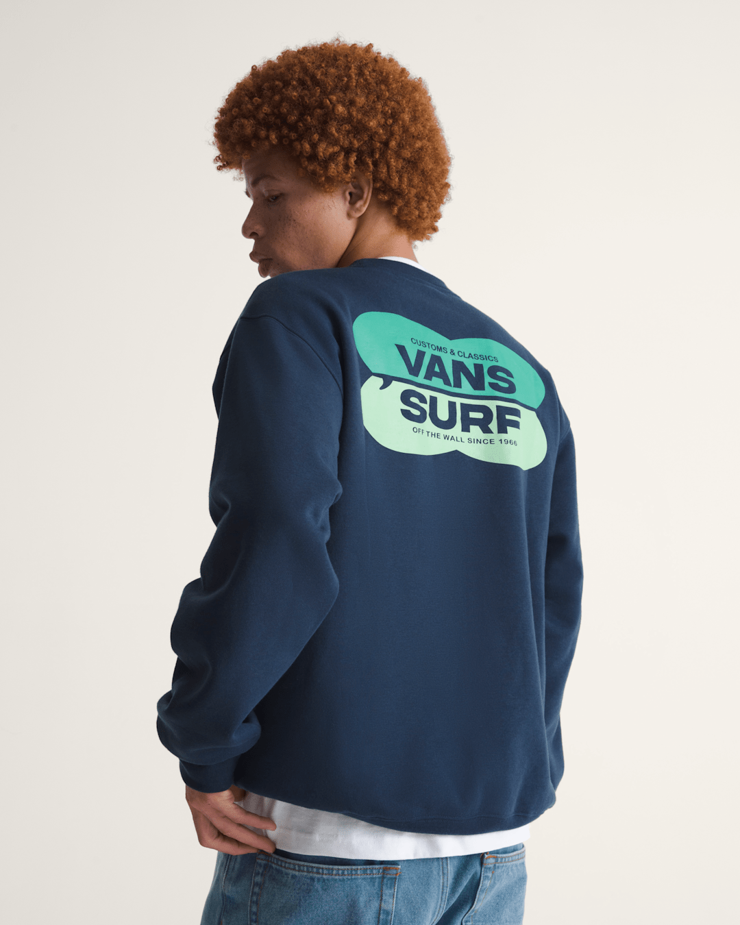 Vans Palms Crew Sweatshirt in Dress Blues