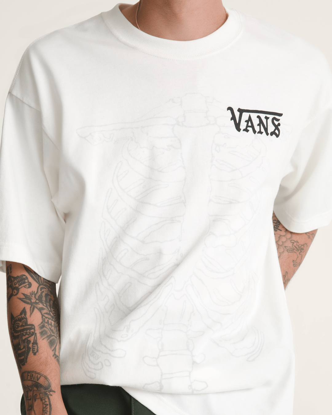 Vans Ribcage Reversible T-Shirt in Egret White