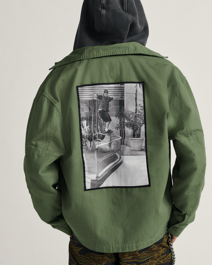 Vans Skate Military Overshirt by Atiba Jefferson in Atiba Pine Forest Green