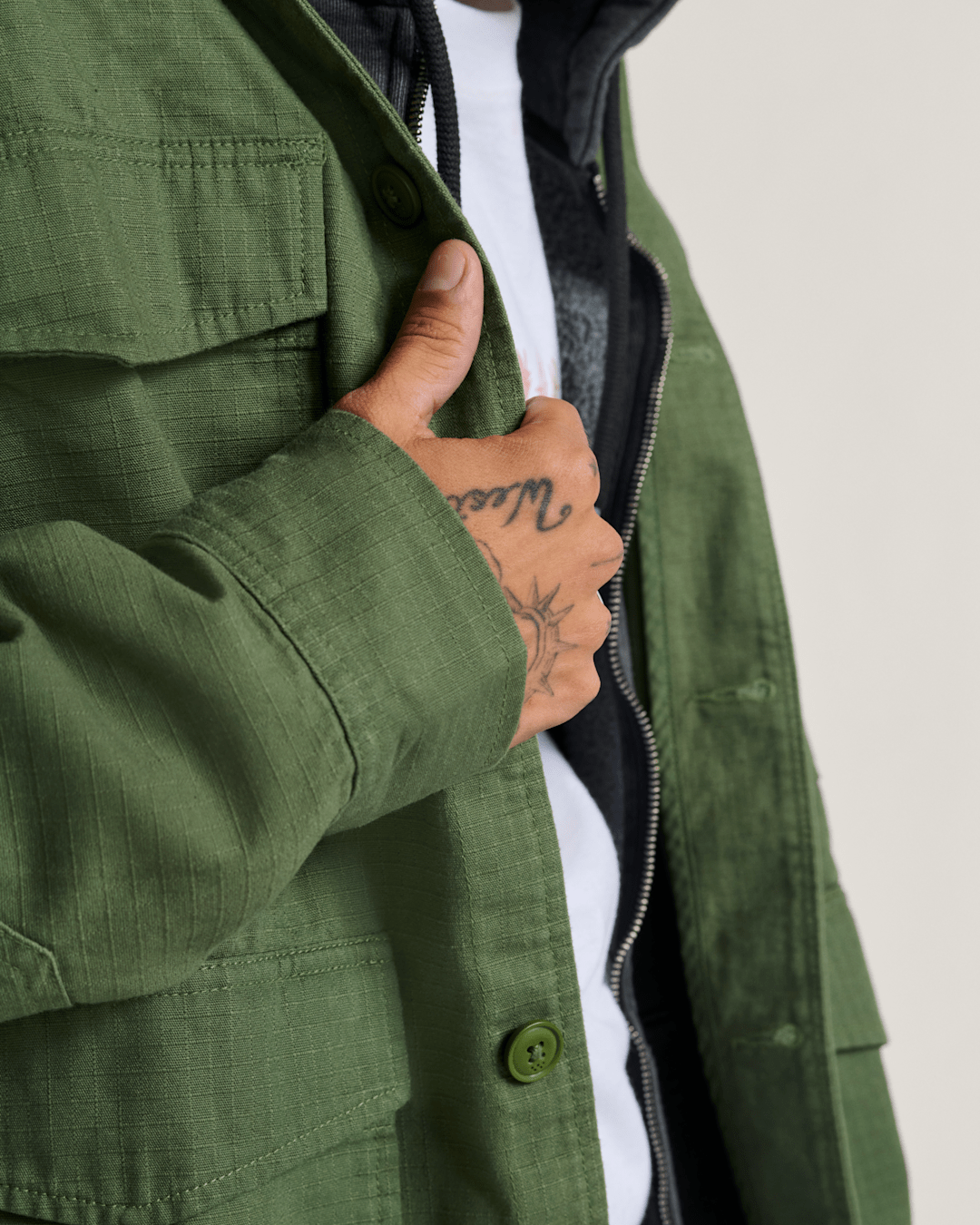 Vans Skate Military Overshirt by Atiba Jefferson in Atiba Pine Forest Green