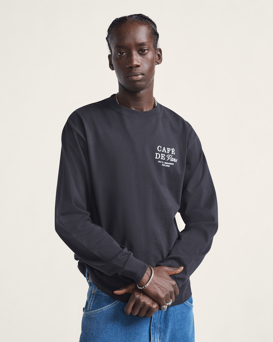 Vans Cafe Vans Long Sleeve T-Shirt in Black