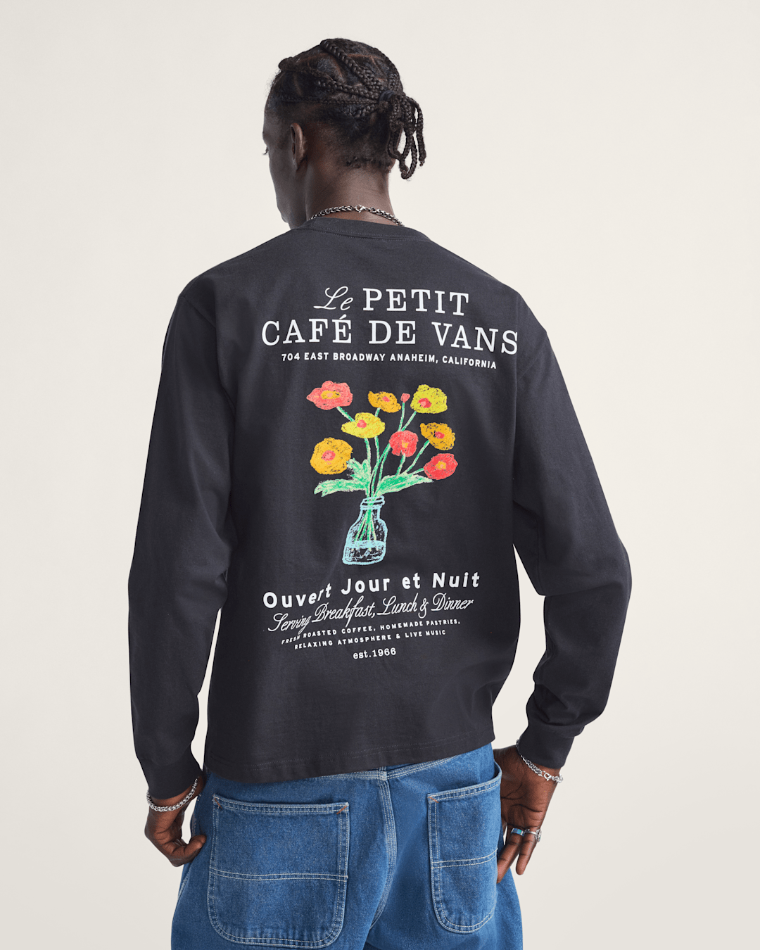 Vans Cafe Vans Long Sleeve T-Shirt in Black