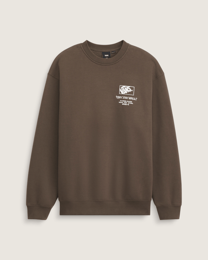 Vans Circle Bones Formula Crew Sweatshirt in Coal Brown