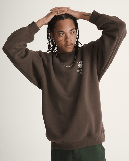 Vans Circle Bones Formula Crew Sweatshirt in Coal Brown