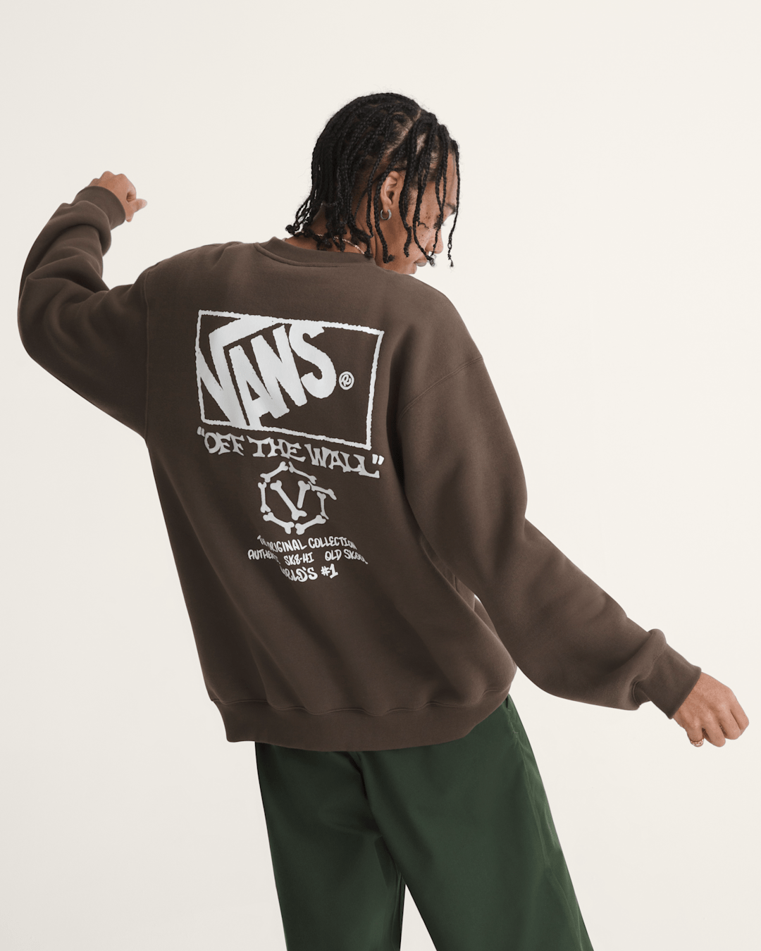Vans Circle Bones Formula Crew Sweatshirt in Coal Brown
