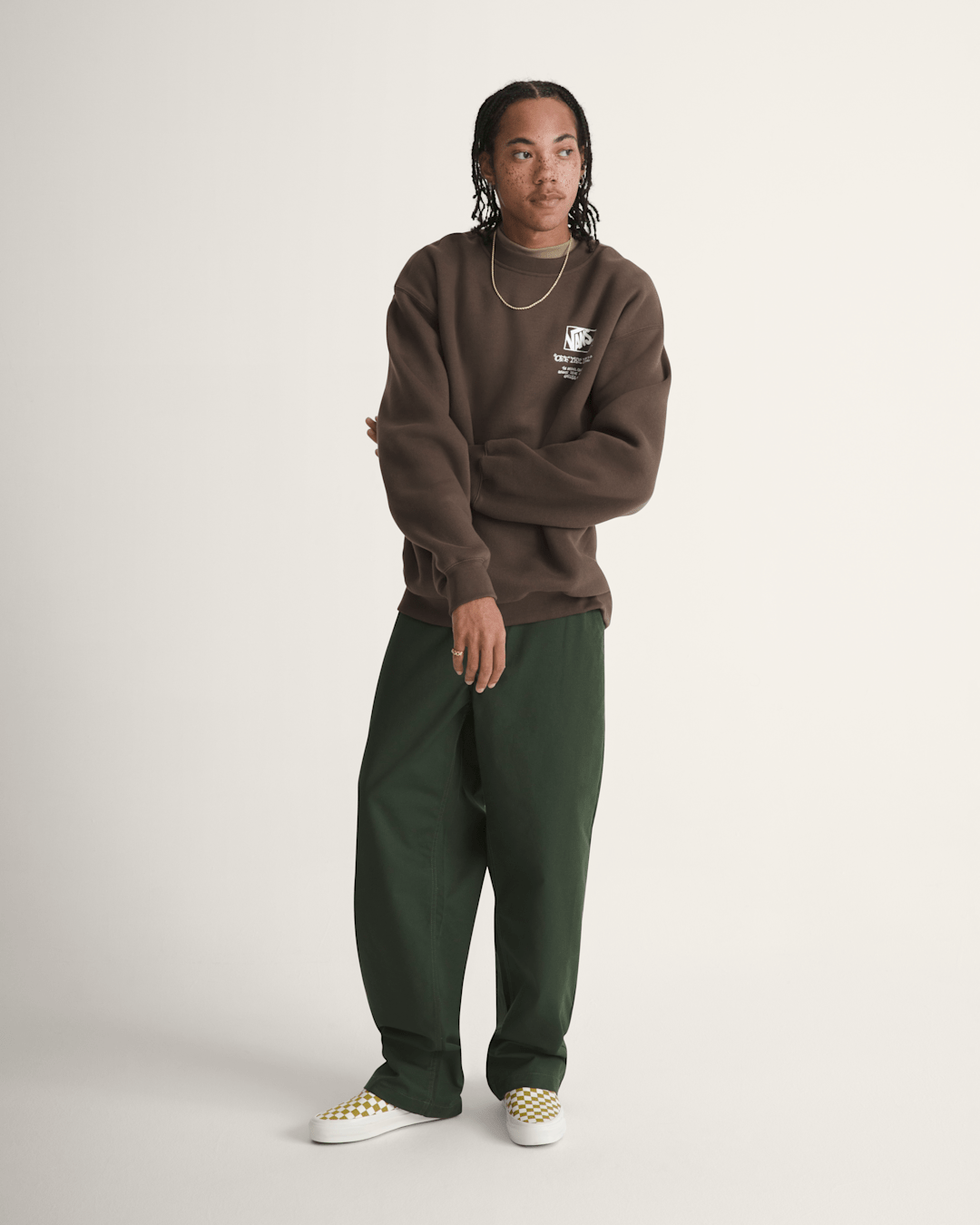 Vans Circle Bones Formula Crew Sweatshirt in Coal Brown