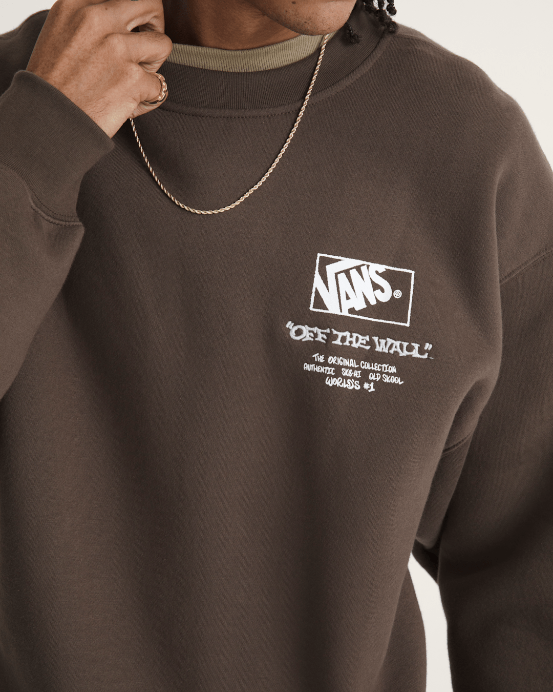 Vans Circle Bones Formula Crew Sweatshirt in Coal Brown