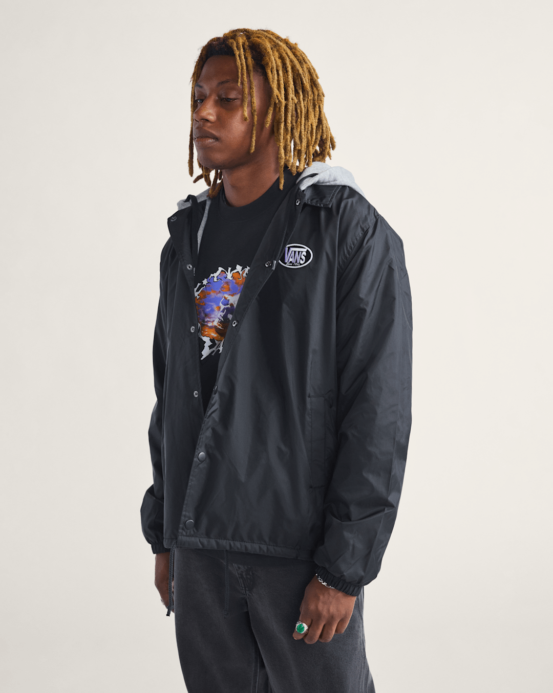 Vans Riley Hooded Coach's Jacket in Black