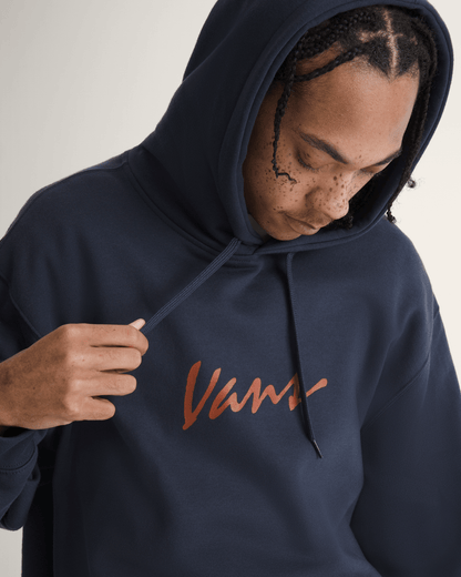 Vans Scripted Vans Pullover Hoodie in Parisian Night Blue