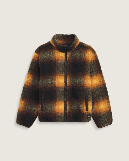 Vans Heights High Pile Jacket in Green / Mustard Yellow