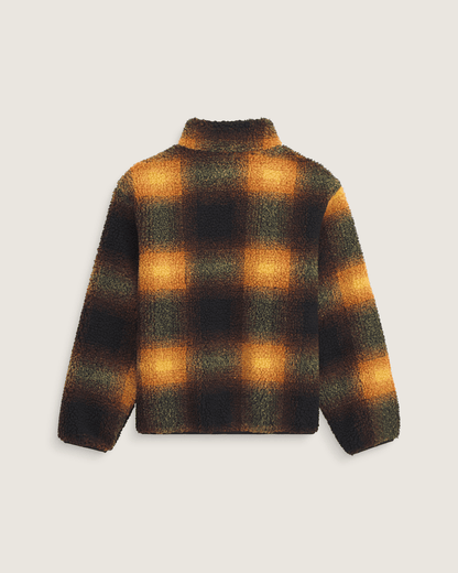 Vans Heights High Pile Jacket in Green / Mustard Yellow