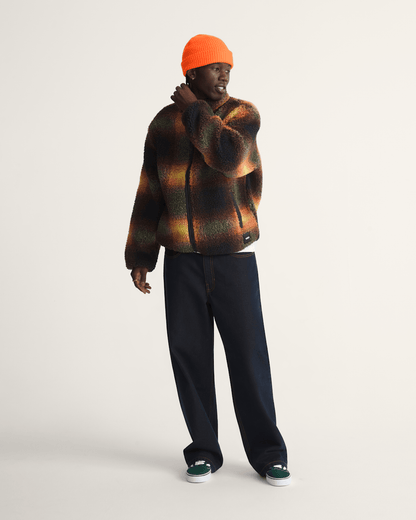 Vans Heights High Pile Jacket in Green / Mustard Yellow