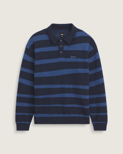 Vans Davis Stripe Polo Sweater in Parisian Night Blue