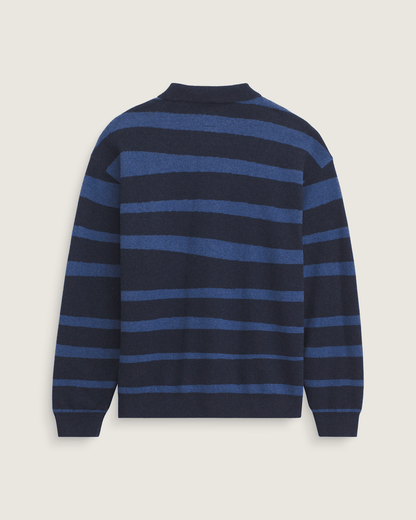 Vans Davis Stripe Polo Sweater in Parisian Night Blue