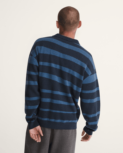 Vans Davis Stripe Polo Sweater in Parisian Night Blue