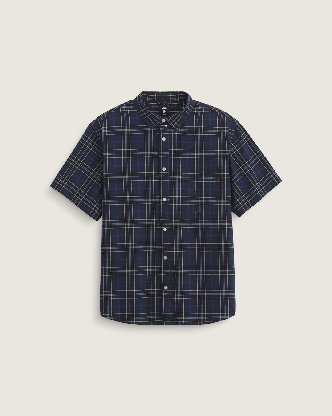 Vans Lawson Plaid Button Up Shirt in Parisian Night Blue / Black