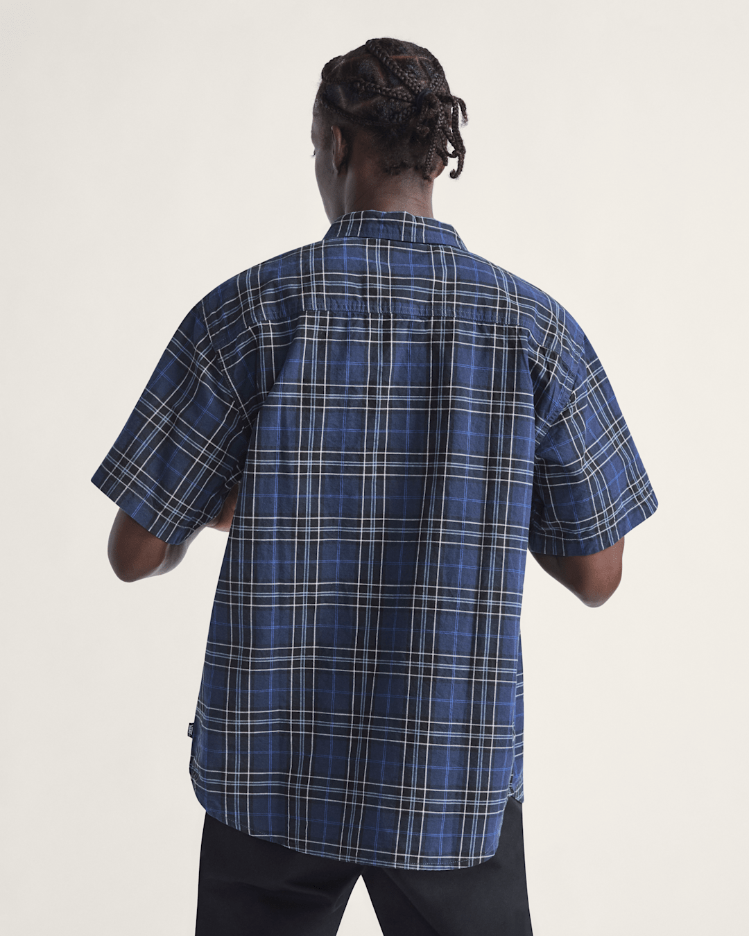 Vans Lawson Plaid Button Up Shirt in Parisian Night Blue / Black