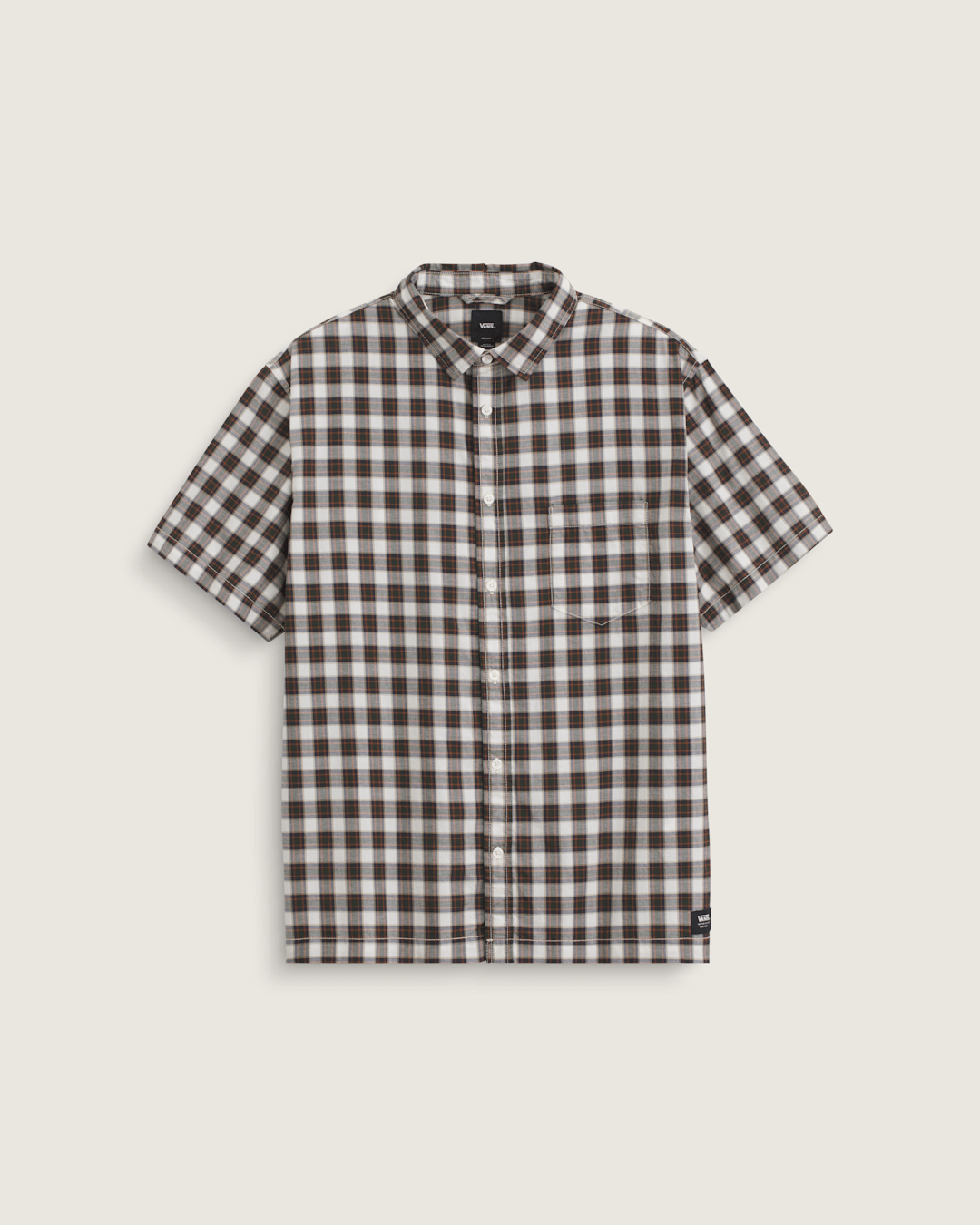 Vans Monte Plaid Button Up Shirt in Egret White