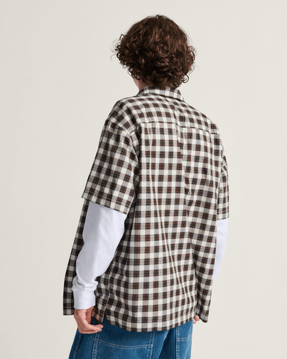 Vans Monte Plaid Button Up Shirt in Egret White