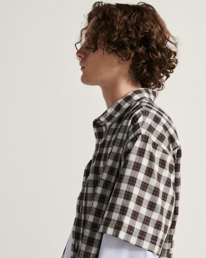 Vans Monte Plaid Button Up Shirt in Egret White
