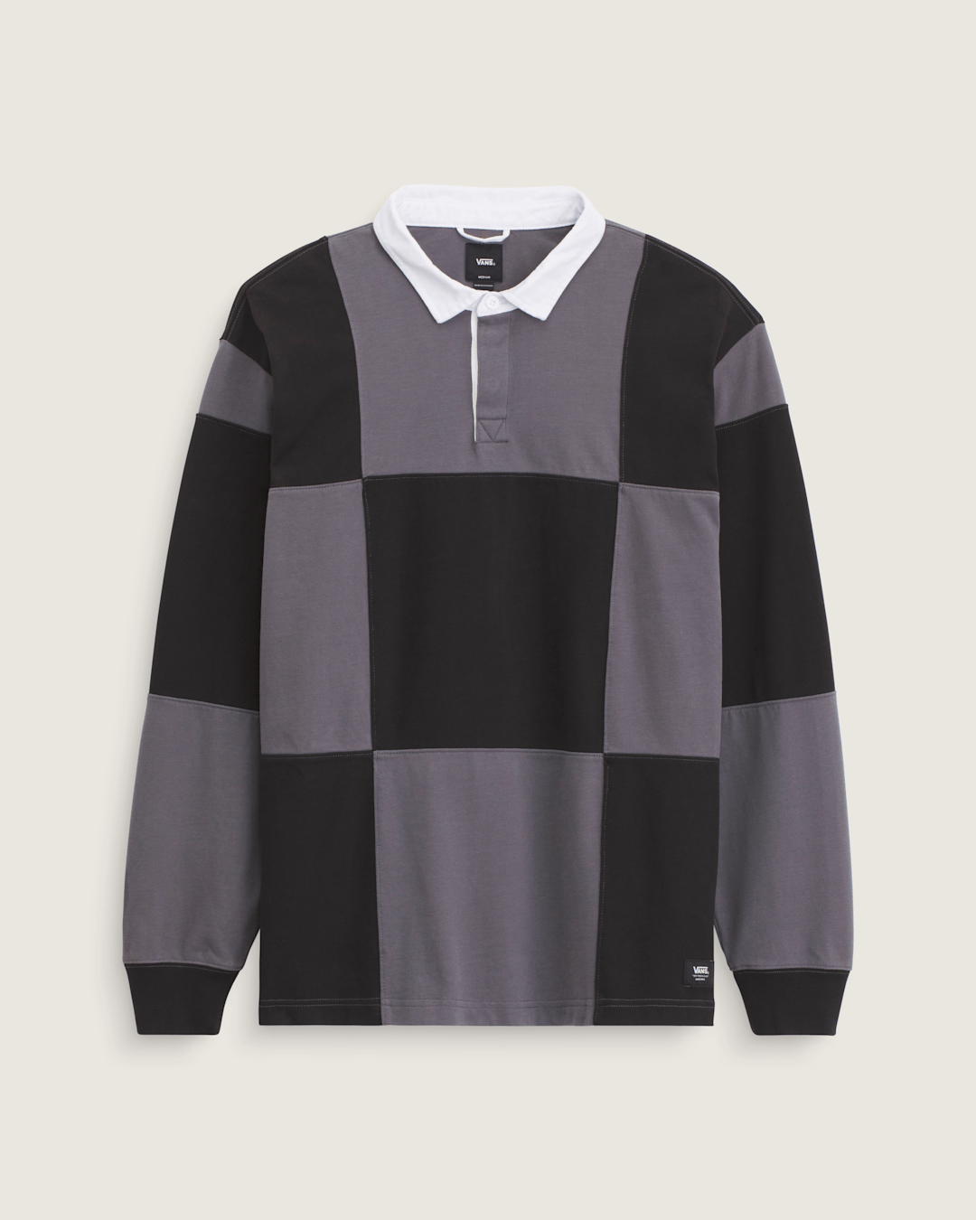 Vans Grant Checkerboard Rugby Shirt in Black