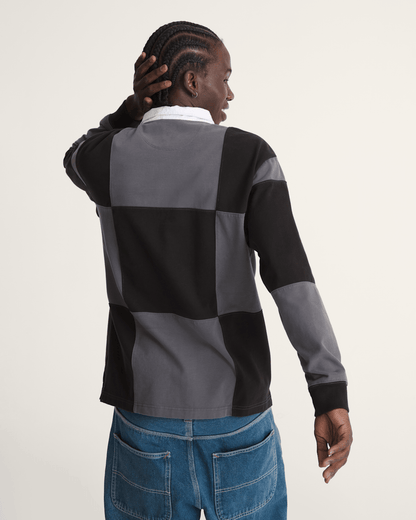 Vans Grant Checkerboard Rugby Shirt in Black