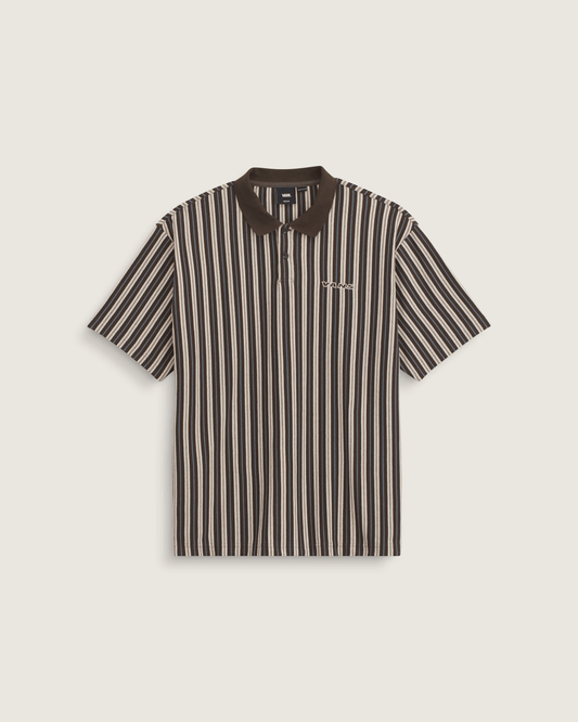 Vans Layton Stripe Polo Shirt in Demitasse Brown