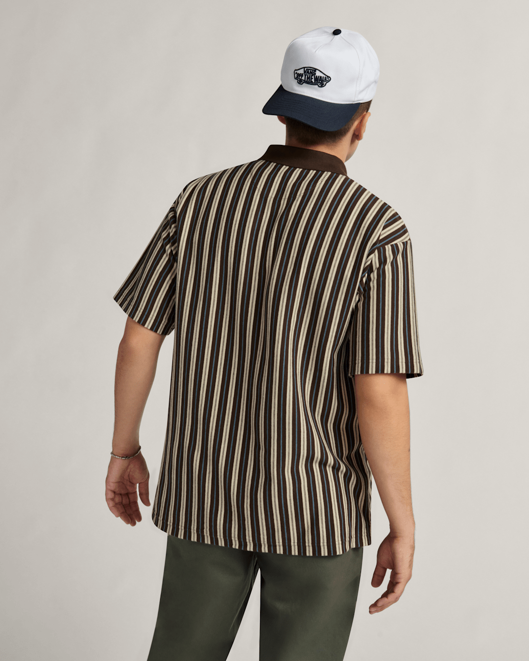 Vans Layton Stripe Polo Shirt in Demitasse Brown