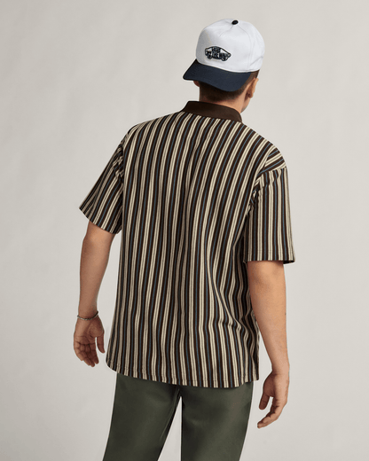 Vans Layton Stripe Polo Shirt in Demitasse Brown