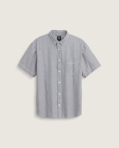 Vans Lawson Stripe Button Up Shirt in White / Dress Blues
