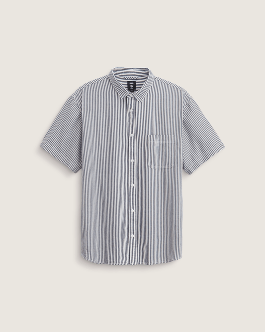 Vans Lawson Stripe Button Up Shirt in White / Dress Blues