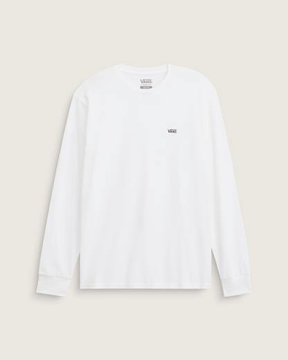 Vans Left Chest Logo Long Sleeve T-Shirt in White / Black